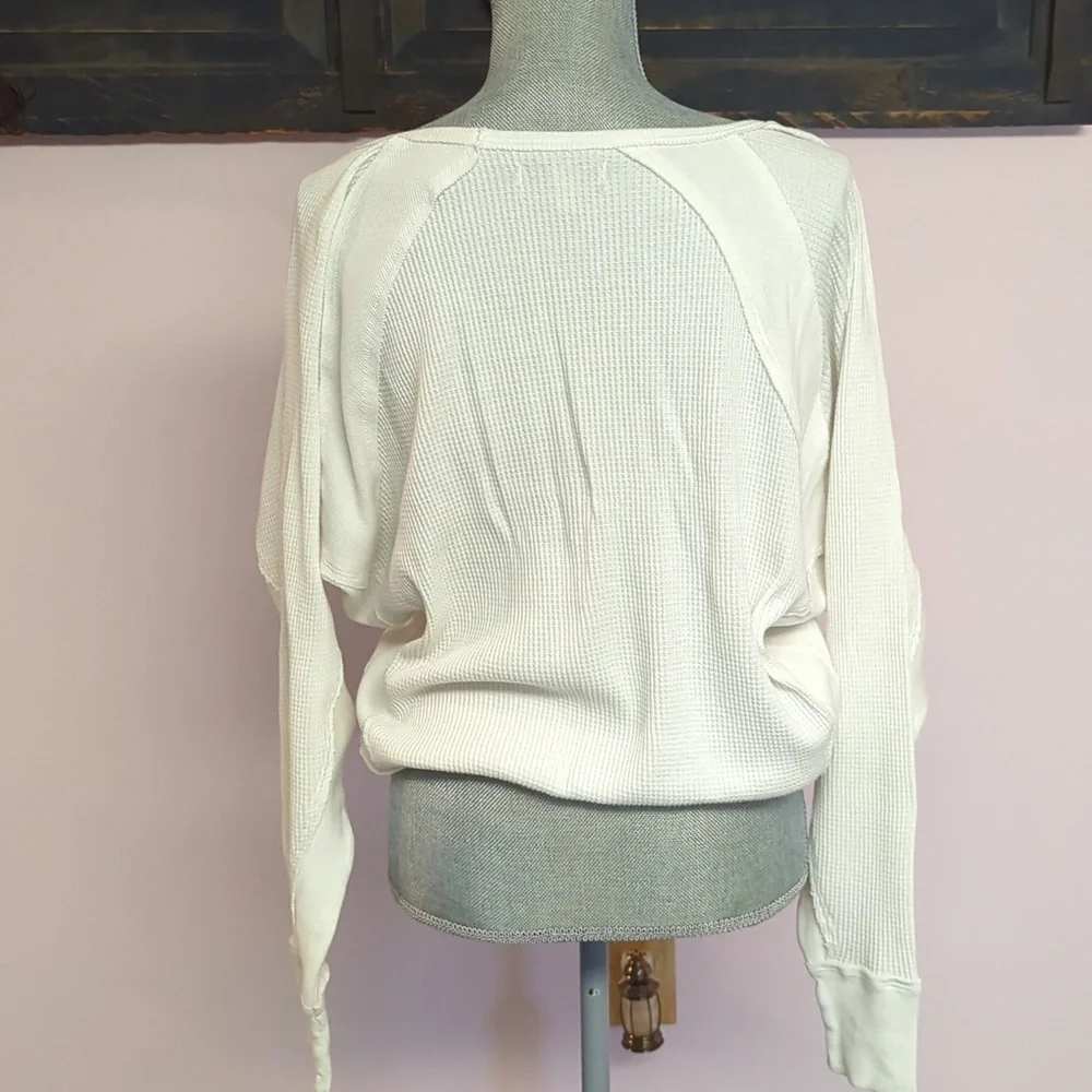 NWOT Free People Santa Clara White Long Sleeve Thermal Shirt - Picture 5 of 6